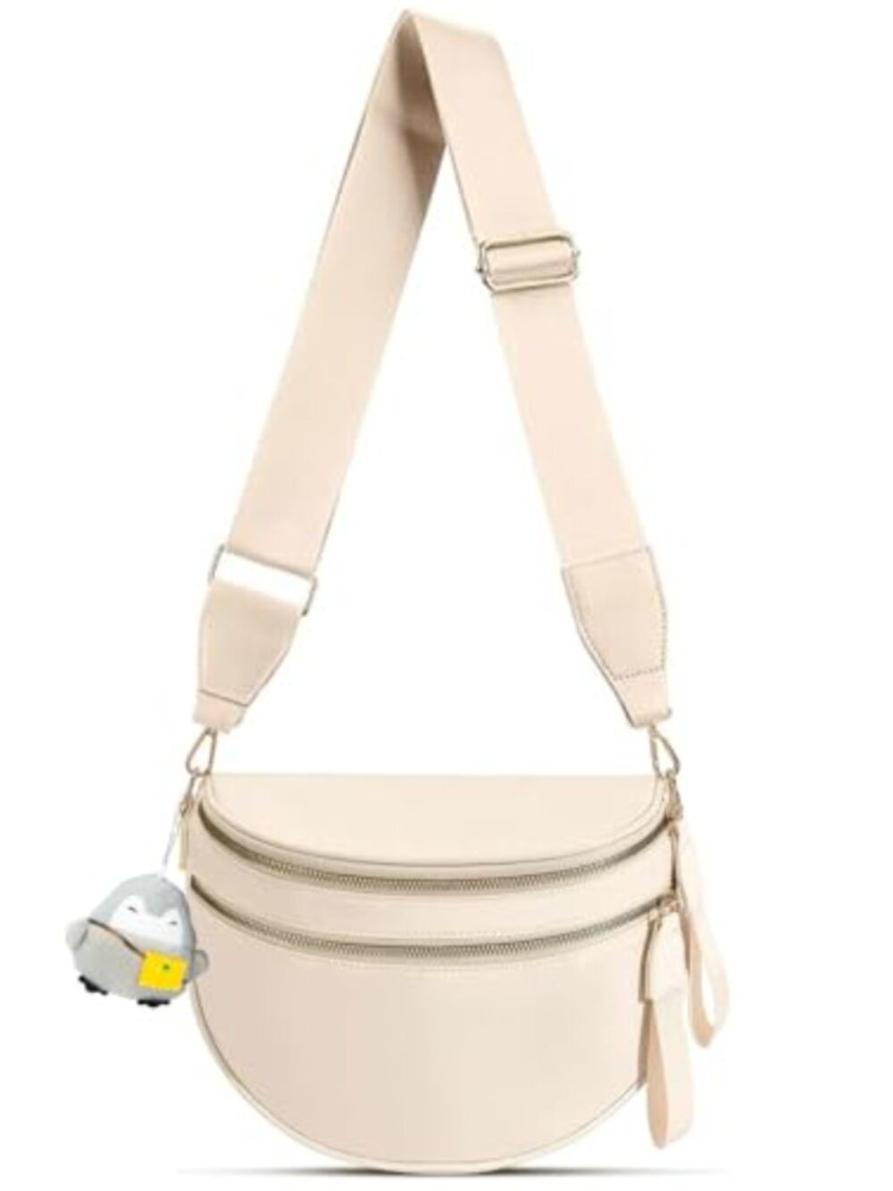Nylon Checkered Crossbody Bag Wide Strap Water Resistant Large Sling